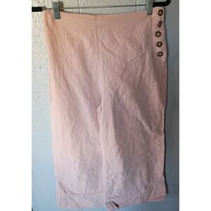 Women's Good Luck Gem Wide Leg Cargo Pants Large Pink Linen Blend Beach Boho